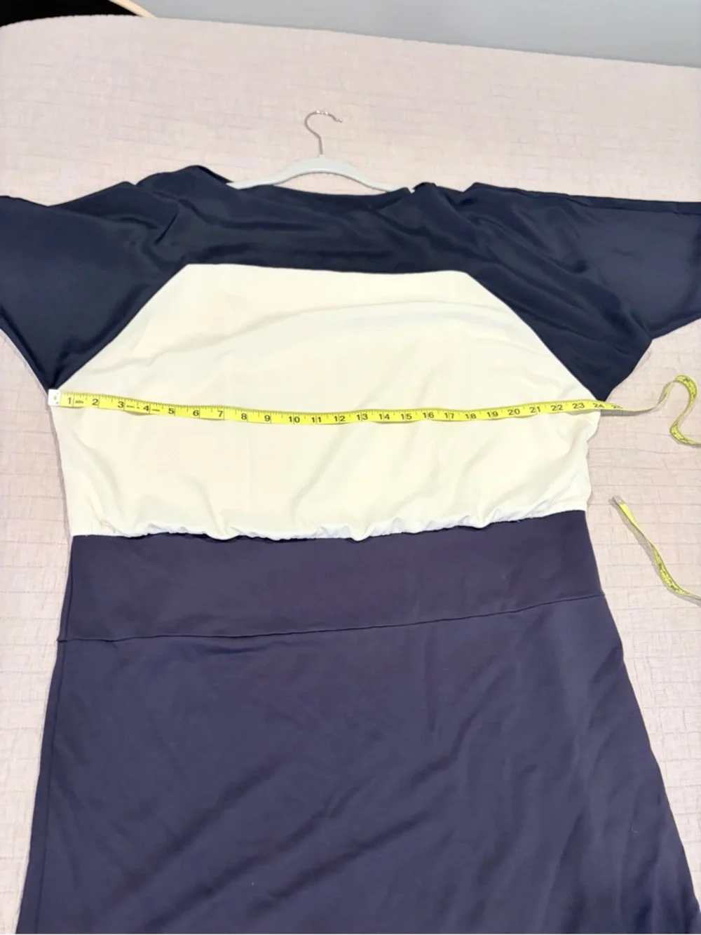 LOFT Colorblock Blouson Dress | Navy & Cream | Size 18 - Picture 7 of 9